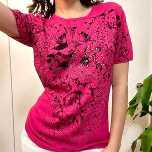 💜Jaguar Vintage Y2K Floral Top Pink Size Medium